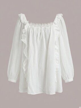 Victoria's Secret Romantic Lace and Ruffle Cotton Sleep Shirt, NWT XS